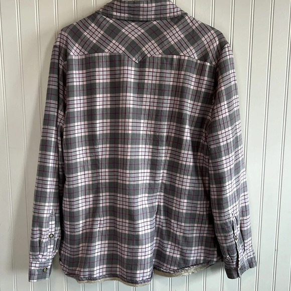 JACHS Girlfriend Shacket Plaid Pearl snap button up lined women's size XL - Picture 7 of 10